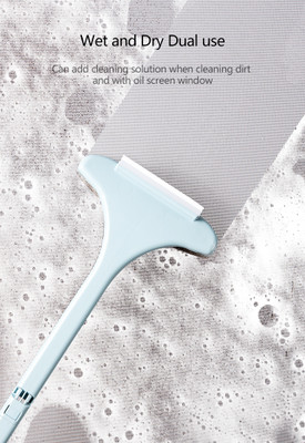 TRK HUB (Big Size)Window Glass Cleaner Wiper Long Handle Detachable Window Cleaner Tool Plastic Wet and Dry Broom(Blue)