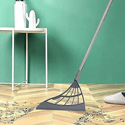 Okara Magic Wiper Broom – Adjustable Handle Multipurpose Cleaning Tool Silicone Wet and Dry Broom(Grey)