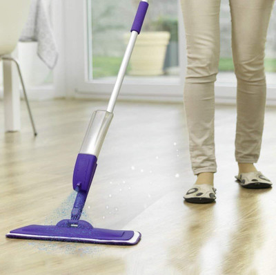 Qrex Eco-friendly spin mop and bucket Microfibre Wet and Dry Broom(Silver)