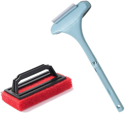HM EVOTEK Handle Window Net Cleaning Brush Double-Sided With Bathroom Sponge Cleaner K3 Sponge Wipe(Regular, Pack of 2)