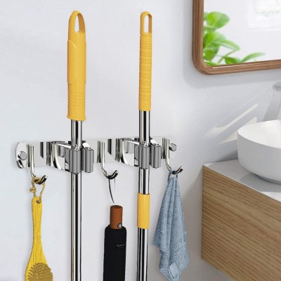 Sunvibe Silver Stainless Steel Broom Holder(2 Holders)