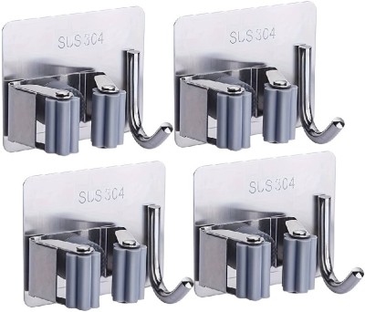 SorresaA Silver Stainless Steel Broom Holder(4 Holders)