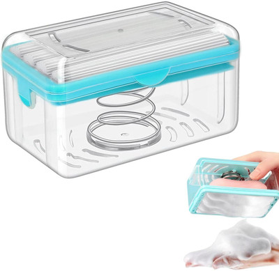 SATSUN ENTERPRISE Soap Holder Foaming Soap Bar Box for Cleaning Cloth Brush(Clear Blur Transperant White)