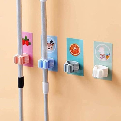 MAGNIQUE Multicolor Plastic Broom Holder(4 Holders)