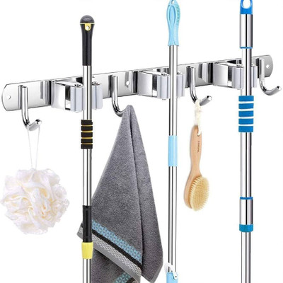PVSC Steel Stainless Steel Broom Holder(3 Holders)