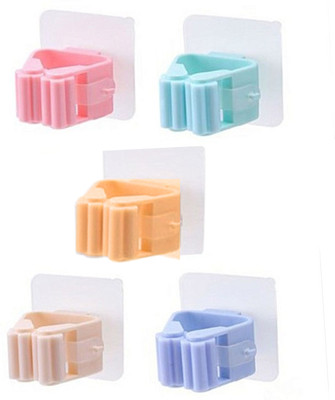 EasyOneGo Multicolor Plastic Broom Holder(5 Holders)