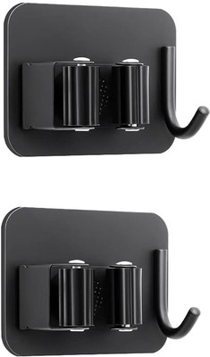 eshopy Black Stainless Steel Broom Holder(2 Holders)