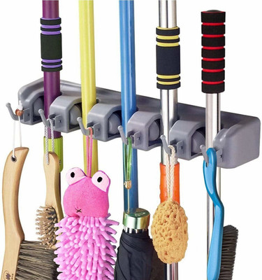 OXXIHOME Grey Plastic Broom Holder(5 Holders)