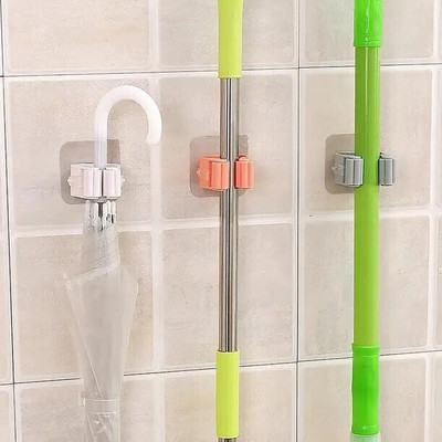 SJK Multicolor Plastic Broom Holder(6 Holders)