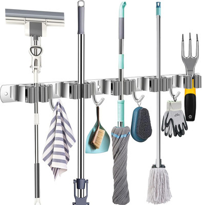shoper stop Steel Stainless Steel Broom Holder(5 Holders)