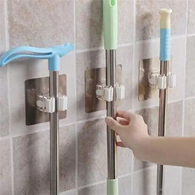 SJK Multicolor Plastic Broom Holder(4 Holders)