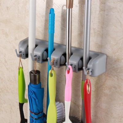 Zeinwap Grey Plastic Broom Holder(4 Holders)