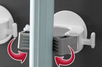 CoreValues Self Adhesive Broom Holder with 2 Hooks on sidesBH.Hx1.92 Hook 1(Pack of 1)