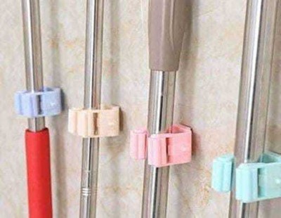 TAPADIA TRENDZ Multicolor Stainless Steel, Plastic Broom Holder(4 Holders)