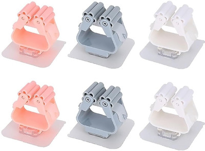 Ketik Eshop Multicolor Plastic Broom Holder(4 Holders)