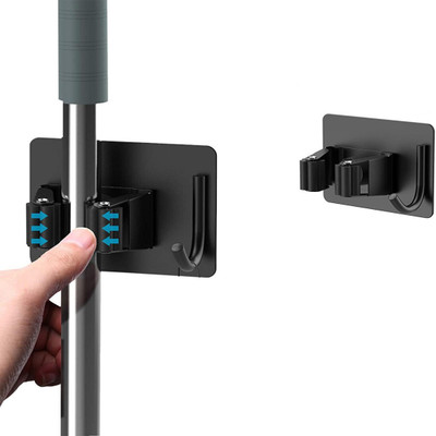 JIALTO Black Stainless Steel Broom Holder(1 Holders)
