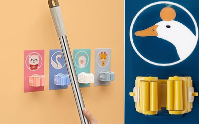 QARB Multicolor Plastic Broom Holder(4 Holders)
