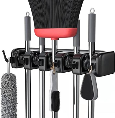 Zeinwap Black Plastic Broom Holder(5 Holders)