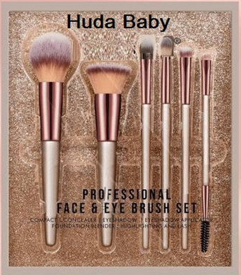 HUDA BABY BEAUTY Premium Synthetic Bristle Professional Face and Eye Brushes Set of 6(Pack of 6)