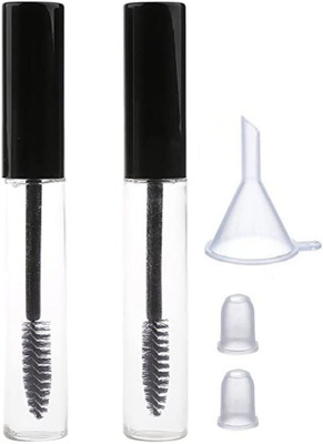 RAJry 2Pcs 10ml Empty Mascara Tubes Wand Container 2 Rubber Inserts & 1 Funnel-Black(Pack of 2)