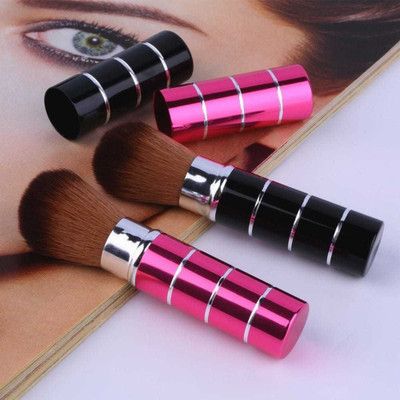 THTC Retractable Makeup Blush Brush Cap with Silver Pattern Combo(Pack of 2)