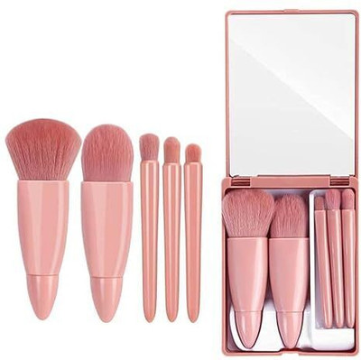 MAARUTII ENTERPRISE 5 in 1 Makeup Brush Set With Mirror (Pack of 1)(Pack of 1)