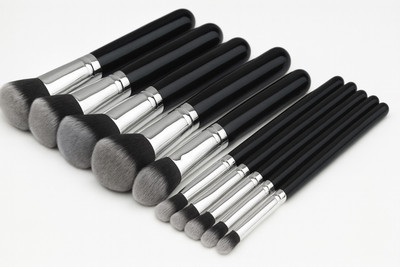 DUcare Professional Series Kabuki Makeup Brush Set - Black (Pack of 10)(Pack of 10)