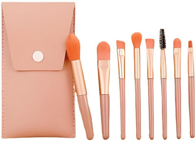 SHOPPOFOBIX 8 Pcs Brush Set With Pouch, Makeup Brushes Premium Synthetic Kabuki Foundation(Pack of 8)