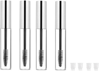 VASADIGITAL 4pcs 10ml Reusable Empty Silver Mascara Bottle Tube Container(Pack of 8)