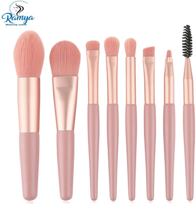 AARADHYAM Popat makeup brushes with wooden handles to effortlessly get ready Set of 8(Pack of 8)