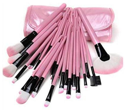 MURIEFY Professional Wood Make Up Brushes Sets With Leather Storage Pouch(Pack of 24)