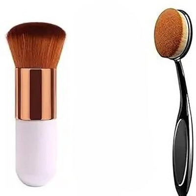 LOVHIDE Professional Foundation Brush and Oval Foundation Brush Black(Pack of 2)