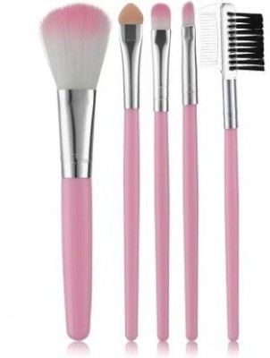 Rsentera Small five Pcs Pink Eyeshadow Foundation Eyebrow Lip Makeup Brush Fine Beauty(Pack of 5)