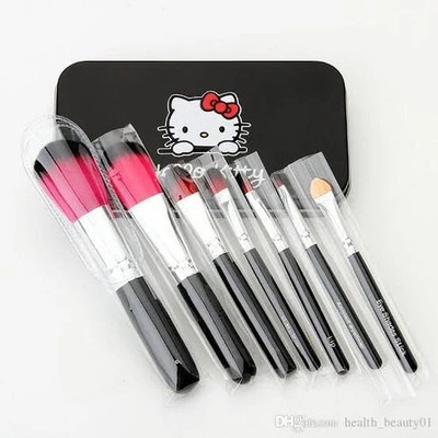 RTB Mini Brush Kit Eye/Lips/Face Makeup Brush With A Storage Box - Black (Pack of 7)(Pack of 7)