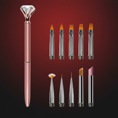 Gleam Soul Luxury Feel Diamond Crystal Nail Art Pen with 10 Replaceable Heads(Pack of 1)