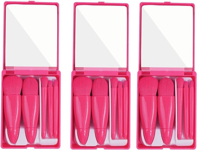 HOUSE OF COMMON Makeup Brush Applicator Set of 5 with Mirror Professional Brushes Pack 3(Pack of 15)