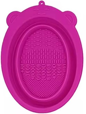 KitchenFest ® Silicone Foldable Makeup Brush Scrub Pad Bowl Brush Wash Cleaner Tray(Pack of 1)