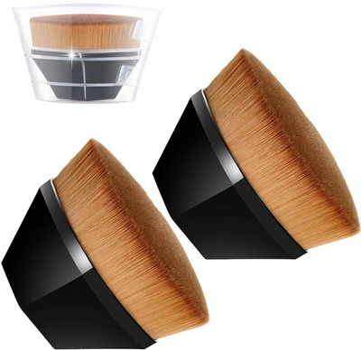 LOVHIDE 2pcs Foundation Brush, Face Blush Powder Base Makeup Brush with Portable Case(Pack of 2)