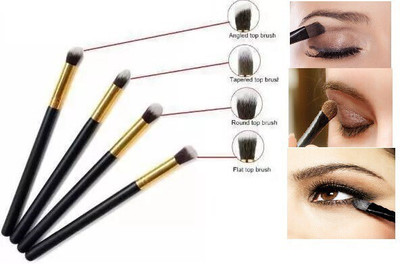 Kamz 4Pc/Set Women&Girls Eye Shadow Face Blushes Brushes Set (Pack of 4 Black)(Pack of 4)