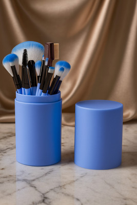 MISSLOOK 12Pcs Plastic Handle 2020 Blue Makeup Brushes with Barrel Makeup Brush Kit Professional Makeup Brushes(Pack of 1)