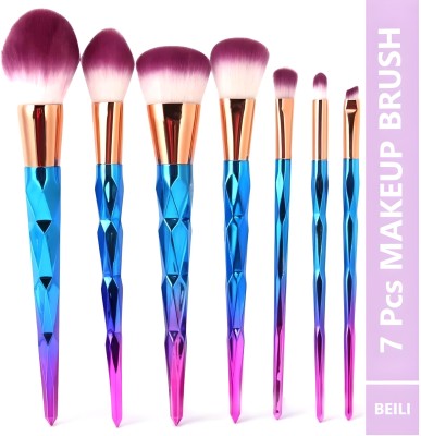 Beili 7 Pcs Rainbow Gradient Diamond Makeup Brushes Set(Pack of 7)