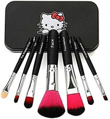 Prettify Black Hello Kitty Makeup Brush with 1 Blender Makeup Set(Pack of 8)