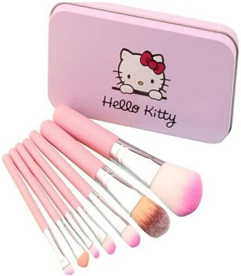 Wimble Soft Bristle Makeup Brush with Kitty Print box- Black Box pack of 1 Set of 7(Pack of 7)