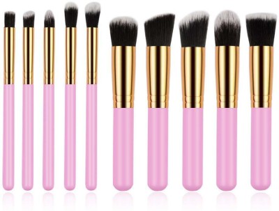 AVTY Makeup Brush Set - Premium Synthetic 10pcs Cosmetic Brushes (Pink Golden)(Pack of 10)