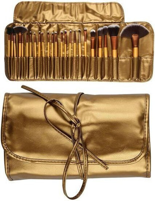 Rsentera Foundation Brush set and Mineral Powder Brush set 24 Pcs with PU leather bag.(Pack of 24)