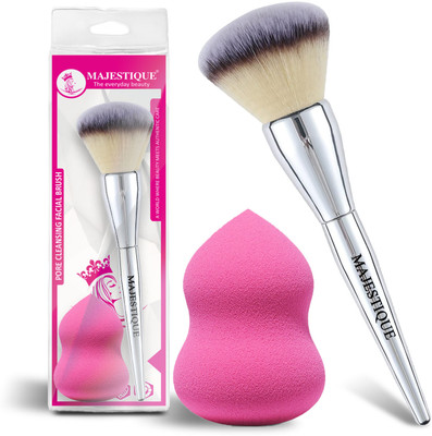 MAJESTIQUE Foundation Brush with Sponge, Dual-Use Blender Brush with Beauty Blender Sponge(Pack of 2)