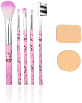 Topfinder Combo Pack- | 5pc Soft Makeup Powder Brush + 2pc Face Tools Sponges Set(Pack of 7)