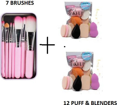 zizzyy Makeup hellokitty brush set of 7 with Sponge puff blender Set of 6 (13 Items in a Set) (Pack of 13)(Pack of 7)