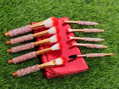 Roslet Makeup Brushes Set 10pcs with Bag Newest Diamond-studded for Face and Eyes Make up Brush Professional Foundation Concealer Eyeshadow Makeup Tools(Pack of 10)