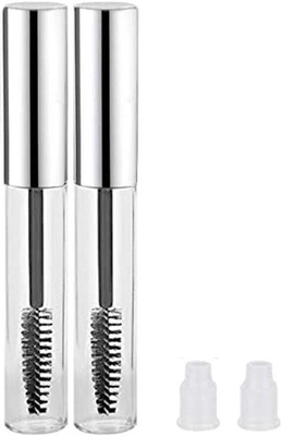 Vinayakart 2Pcs 10ml Empty Mascara Tubes Wand Container Bottle 2 Rubber Inserts - Silver(Pack of 4)